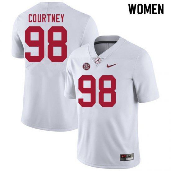 NCAA Women's Alabama Crimson Tide #98 Will Courtney Stitched College 2020 Nike Authentic White Football Jersey IG17U13MS